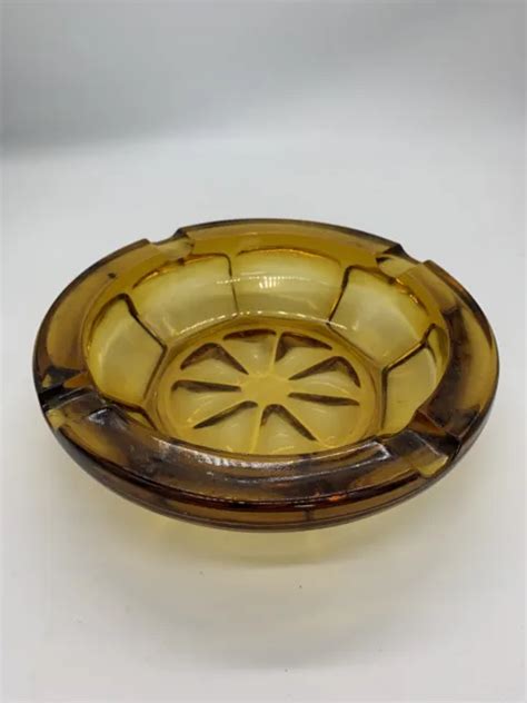 VINTAGE BROWN/AMBER HEAVY Glass Round Cigar Cigarette Ashtray Mid Century 8 Inch $16.99 - PicClick