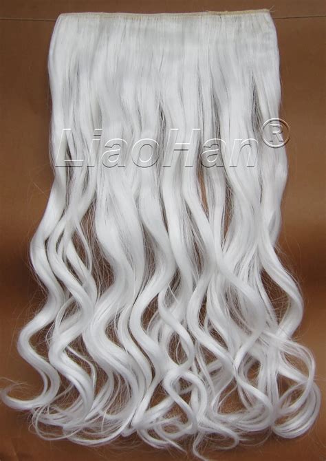 Fashion Clip in Hair Extensions White Hair Extension 22" 120gram Curly ...