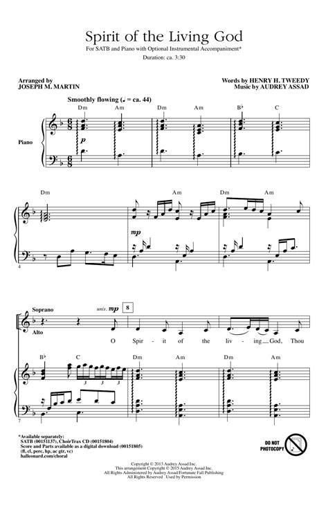 Spirit Of The Living God by Joseph M. Martin Sheet Music for SATB Choir at Sheet Music Direct