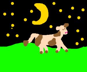 The moon jumping over a cow - Drawception