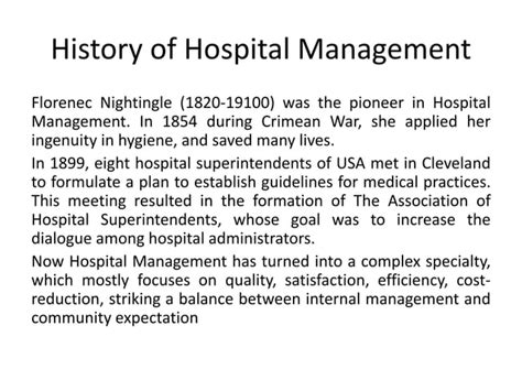 History of Hospital