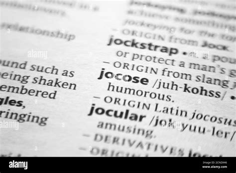 Word or phrase Jocose in a dictionary Stock Photo - Alamy