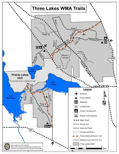 Three Lakes WMA Trail Map map by Florida Fish and Wildlife Conservation Commission - Public ...