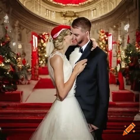 Taylor swift and travis kelce christmas wedding photo on Craiyon