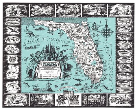 Vintage Map of Florida, a one page history dedicated to Old Timers ...