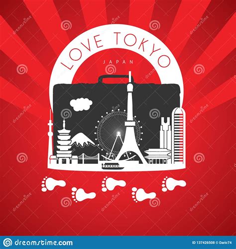 Travel To Tokyo Japan. Red Landmarks Monuments Editorial Stock Photo - Illustration of japan ...