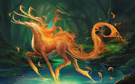 Online crop | HD wallpaper: art, creatures, fantasy, forest, lakes, monsters | Wallpaper Flare