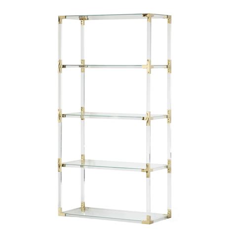 Acrylic Gold Metal Modern 4 Shelf Etagere Bookcase with Glass Shelves - Walmart.com