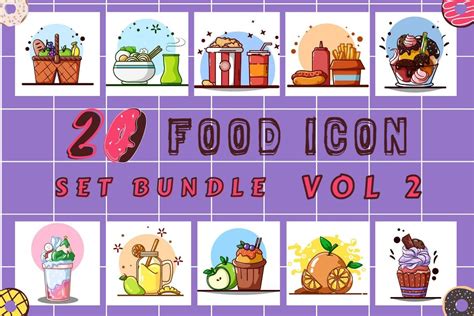 Food Icon Illustration Set Bundle Vol 2 Bundle · Creative Fabrica