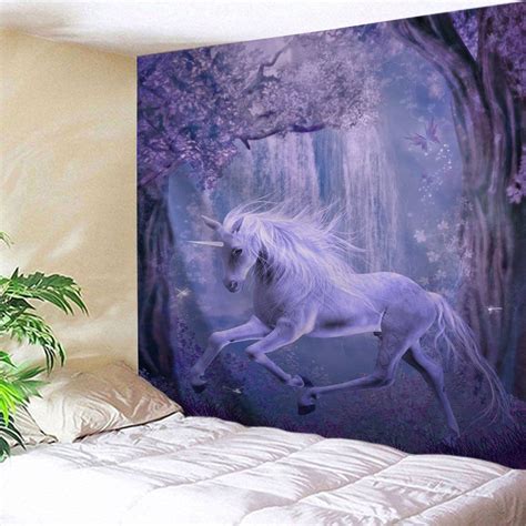 Unicorn Animal Fairyland Wall Hanging Tapestry - Purple