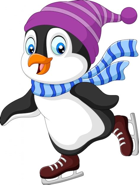 Premium Vector | Cartoon penguin ice skating isolated