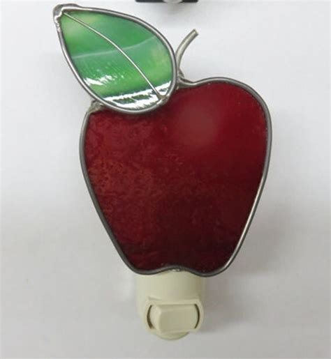 Apple Night Light Stained Glass Apple Nightlight by glassbypat