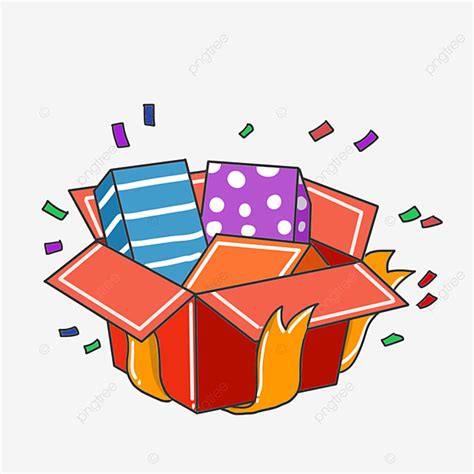 Cute Cartoon Lottery Prize Gift Box Hand Drawn Elements, Original, Lovely, Cartoon PNG ...