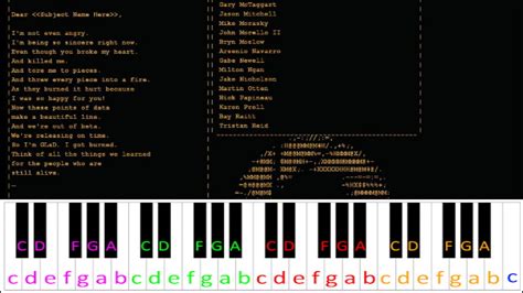 Still Alive (Portal) Hard Version | Piano Letter Notes