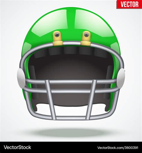 Realistic green american football helmet front Vector Image