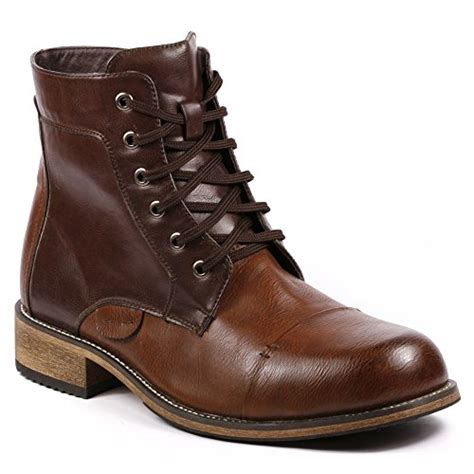 Metrocharm MC004 Men's Lace Up Cap Toe Formal Dress Casual Fashion Boots (13, Brown) - FrenzyStyle