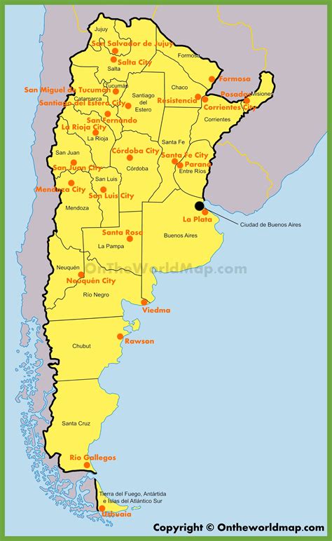 Administrative map of Argentina - Ontheworldmap.com