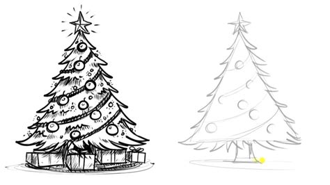Detailed Christmas Tree Drawings