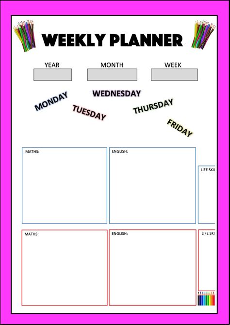 Weekly Planner Monday to Friday • Teacha!