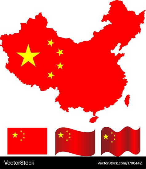 China map and flag of Royalty Free Vector Image