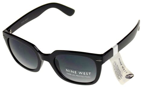 Nine West Square Sunglasses Black 100% UV Protection Plastic 52-23-140