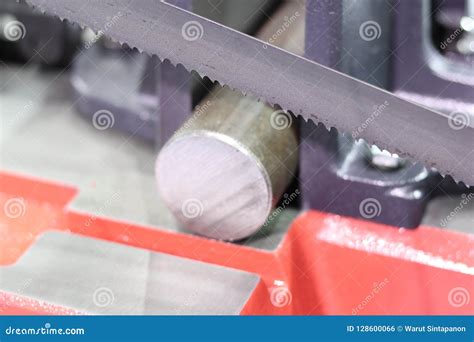 Steel Bar Cutting by Band Saw Machine Stock Photo - Image of mechanical, cutting: 128600066