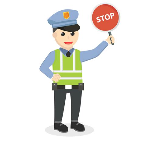 traffic police holding stop sign 10890433 Vector Art at Vecteezy