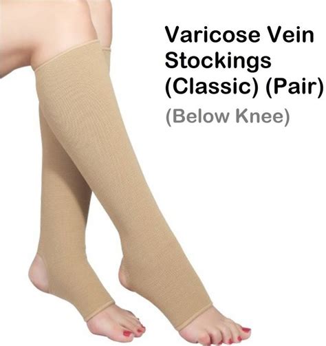 SAMSON Varicose vein Stocking (Classic Pair) Below Knee-For Pain and Swelling(Size - L) Knee ...