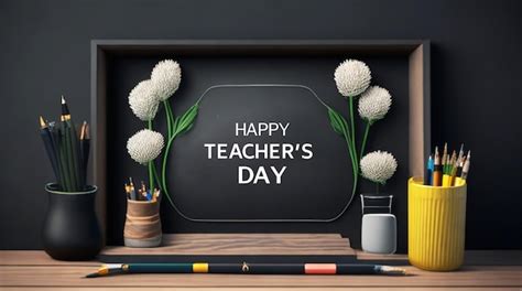 A chalkboard with a frame that says happy teachers' day | Premium AI-generated PSD