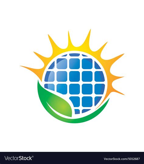 Eco solar energy logo Royalty Free Vector Image