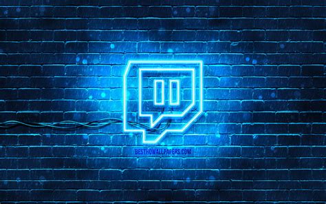 Twitch blue logo blue brickwall, Twitch logo, social networks, Twitch ...