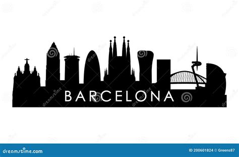 Barcelona Skyline Silhouette Cartoon Vector | CartoonDealer.com #8507117