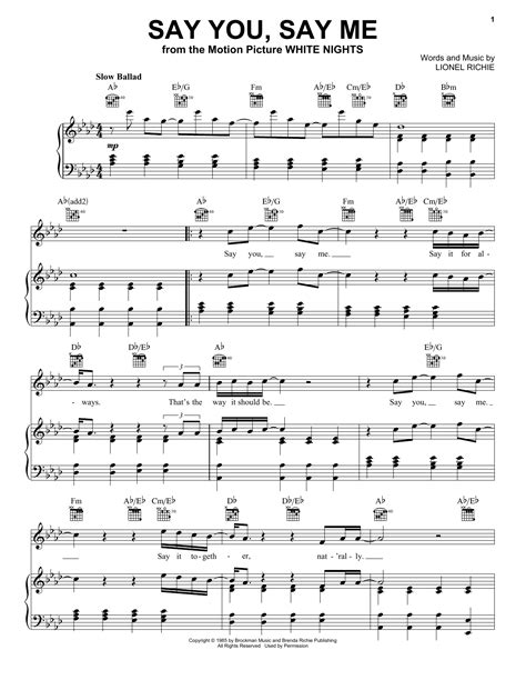 Say You, Say Me | Sheet Music Direct