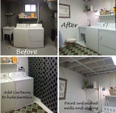 Unfinished Basement Laundry Room Ideas | Basement laundry room makeover ...