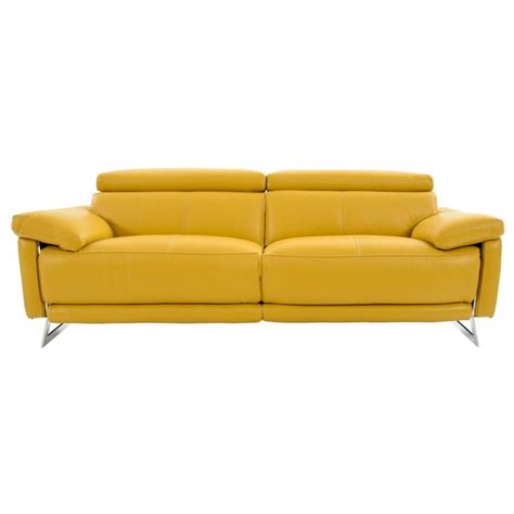 Gabrielle Yellow Leather Power Reclining Sofa | El Dorado Furniture