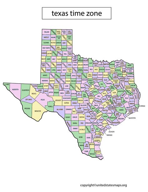 Texas Time Zone Map | Map of Texas Time Zones