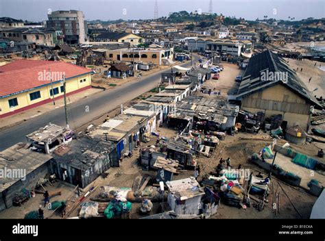 An overview of Elmina, Ghana as seen from the former slave trade castle Stock Photo - Alamy