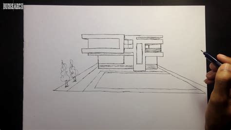 Architectural Sketch - Simple Modern House - YouTube