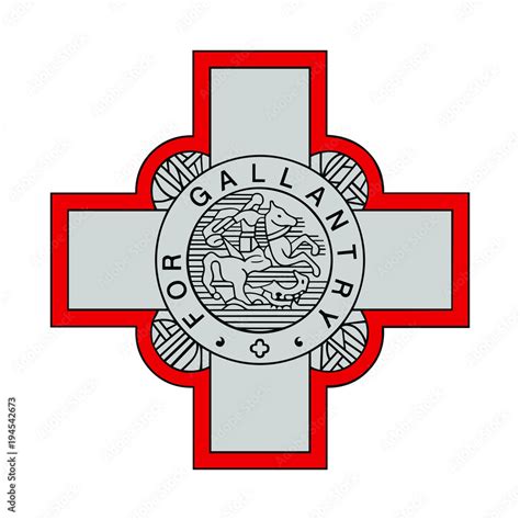 Sign of the British George cross. Symbol on Malta flag. Isolated symbol on white background ...