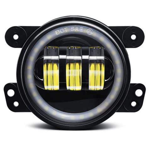 4" Round Jeep Wrangler LED Fog Lights - Angel Eye Halo SeriesJeep ...