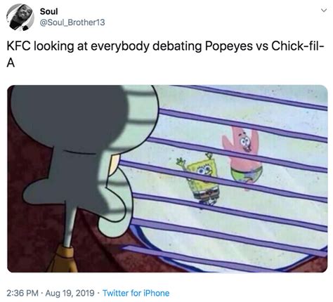 KFC looking at everybody debating Popeyes vs Chick-fil-A | Popeyes and ...