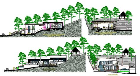 House on mountain elevation and section details dwg file - Cadbull