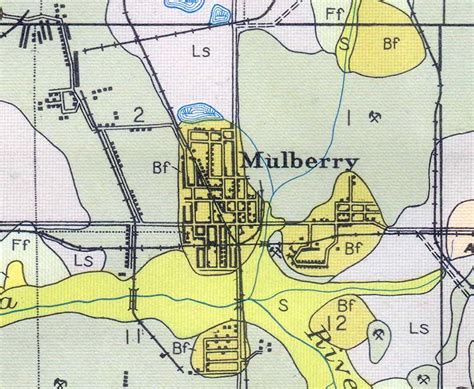 Map of Mulberry, 1927, Florida