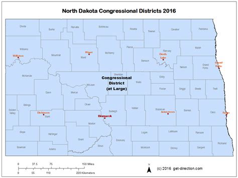 Map of North Dakota Congressional Districts 2016