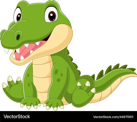 Cartoon cute baby crocodile sitting Royalty Free Vector