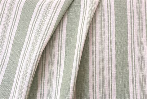 Green Ticking Linen Fabric / Stripe Linen Upholstery / Drapery Fabric ...