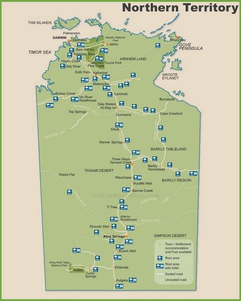 Northern Territory travel map - Ontheworldmap.com