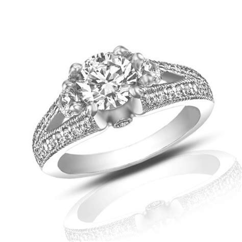 1.49 ct Vintage Style Round Cut Diamond Engagement Ring