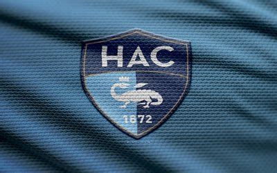 Download Le Havre AC fabric logo, 4k, blue fabric background, Ligue 1 ...