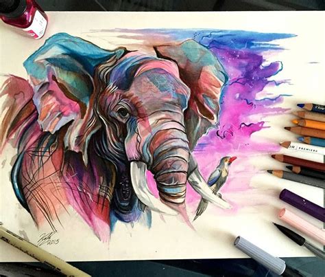 Elephant by Katie Lipscomb http://lucky978.storenvy.com/ | Arte marcador, Arte de elefante, Arte ...